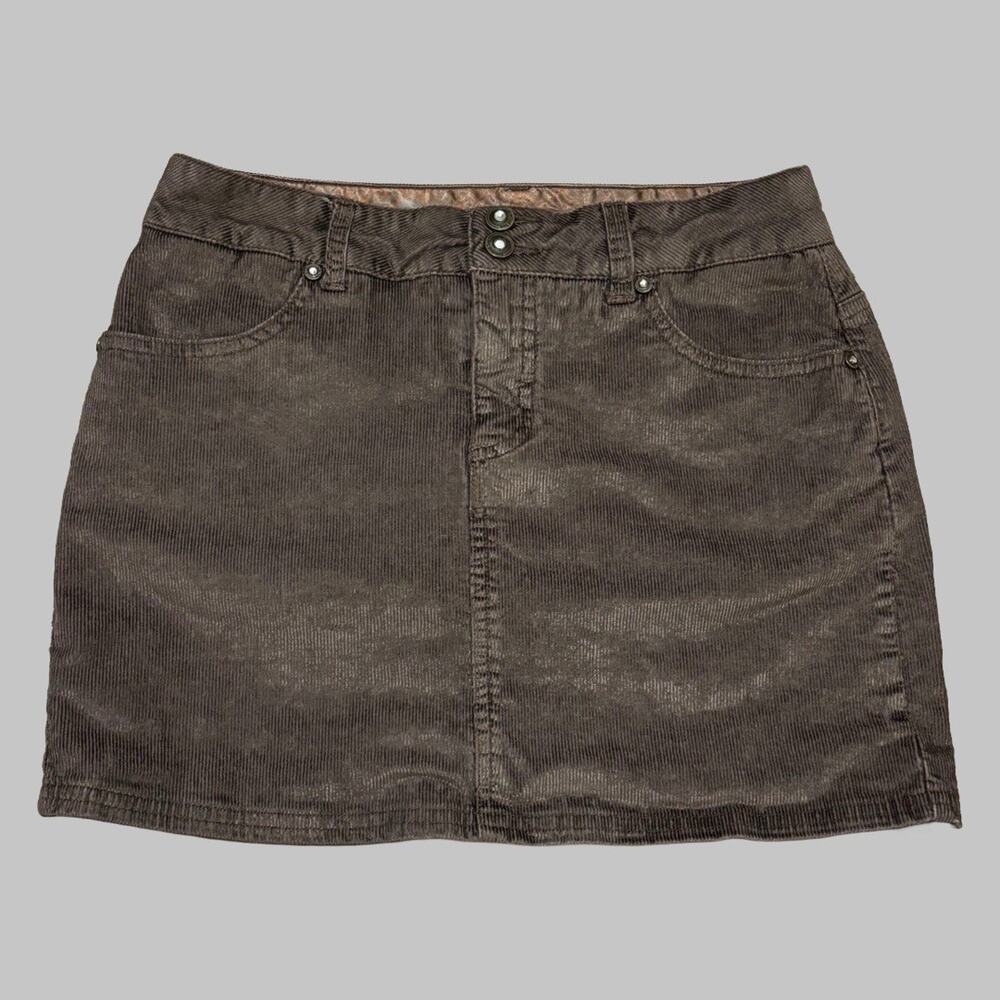 Limited Too Skirt Skort Girls Sz 14 Brown Corduroy Casual Y2K 2000s Zip Button